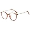 ABETOS Round Reading Glasses for Women Men Blue Light Blocking Glasses Oval Metal Retro Fashion Lightweight Computer Eyeglasses Readers Anti Eyestrain, Clear Brown+1.5 view 1