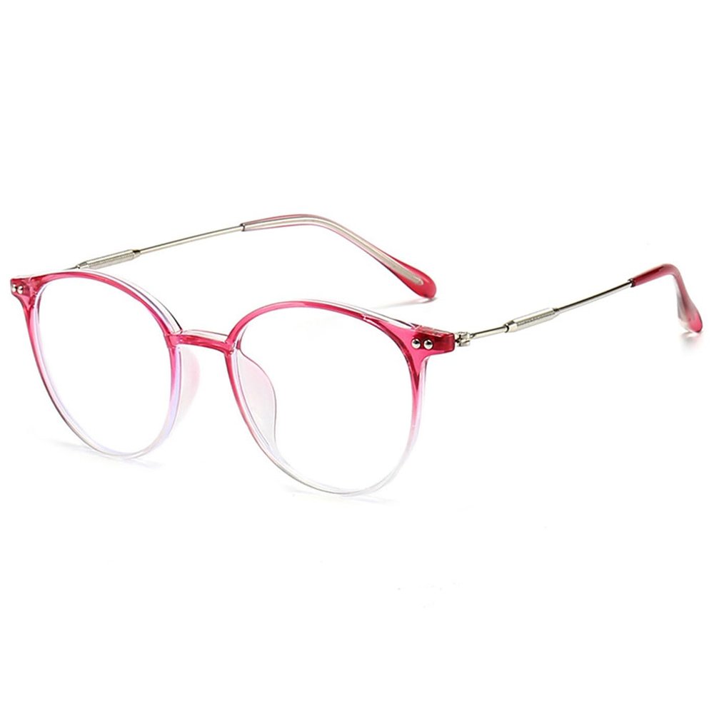 ABETOS Round Reading Glasses for Women Men Blue Light Blocking Glasses Oval Metal Retro Fashion Lightweight Computer Eyeglasses Readers Anti Eyestrain, Gradient Red+0.0