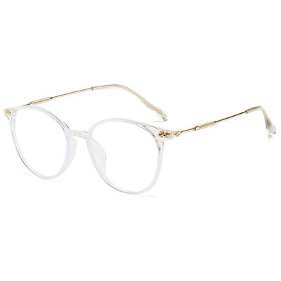 ABETOS Round Reading Glasses for Women Men Blue Light Blocking Glasses Oval Metal Retro Fashion Lightweight Computer Eyeglasses Readers Anti Eyestrain, Clear+2.5