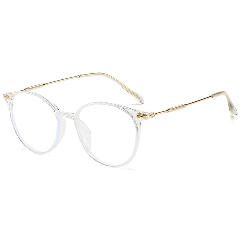 ABETOS Round Reading Glasses for Women Men Blue Light Blocking Glasses Oval Metal Retro Fashion Lightweight Computer Eyeglasses Readers Anti Eyestrain, Clear+2.5