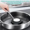 12pcs Steel Wire Scrubber with handle kit: stainless steel wire scrubber, dish brush with handle, metal dish scrubber for cleaning bowls, pots, pans, sinks view 2
