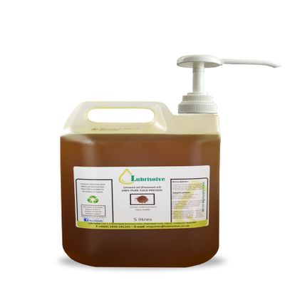 Lubrisolve 100% Pure Cold-Pressed Linseed Oil Natural Wood Treatment & Horse Feed Supplement 5 Litres with Pump Premium Quality, Chemical-Free