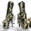 Women's Platform High Heels 20 CM/8 inch Stiletto Platform Boots Round Toe. Unisex-Adult Boots Suitable for Party, Club, Disco,Green,3 UK view 3