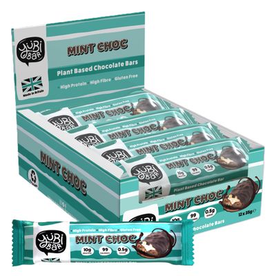 YuBi Mint Choc - 12 Pack - Protein Bars - 99 Calories, High Protein, High Fibre, Low Sugar, Gluten Free and Dairy Free - Healthy Snacks/Nutrition Bar - Chocolate Bars - 420g