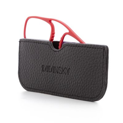DIDINSKY CherryDIDINSKY Prado - Reading Glasses without Straps with Adhesive Case for Smartphone | Ultra Thin, Lightweight and Robust | Minimalist Design, cherry