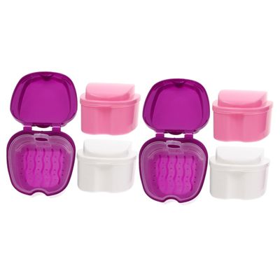 Beavorty 6pcs Orthodontic Denture Case Retainer Container Box for False Tooth Holder Denture Storage Case Random Color