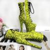Women's Platform High Heels 20 CM/8 inch Stiletto Snake Print Ankle Boots. Unisex-Adult Plus Size Boots Suitable for Club, Dancing,Green,4 UK view 3