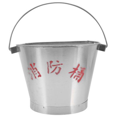 CHILDWEET Stainless Steel Fire Bucket for Emergency Use Metal Container Lid for Gas Station Safety and Outdoor Fire-fighting Equipment
