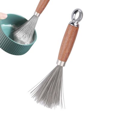 Steel Brush for Cleaning - Wooden Long-Handle Dish Brush Stainless Steel Pot Scrubber | Rust-Proof Long-Lasting Efficient Kitchen Cleaning for Dish & Sink