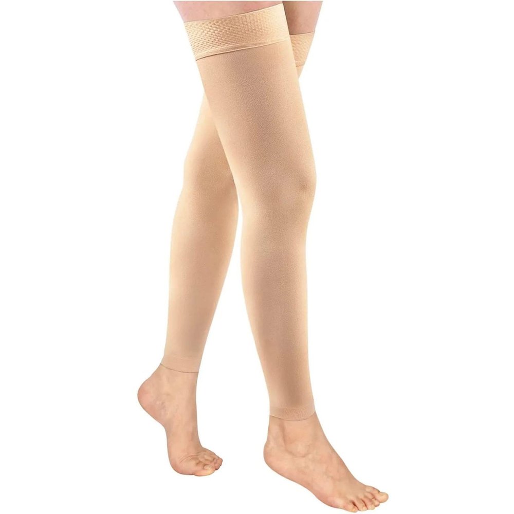 20 30mmHg Black Thigh High Compression Stockings Footless Compression Socks For Women & Men Kink Lingerie (Khaki, XL)