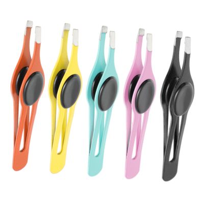 5Pcs Stainless Steel Eyebrow Tweezers Kit, Easy to Hold Face Hair Remover for Daily Use, Precision Eyebrow Clips for Men and Women Random Color