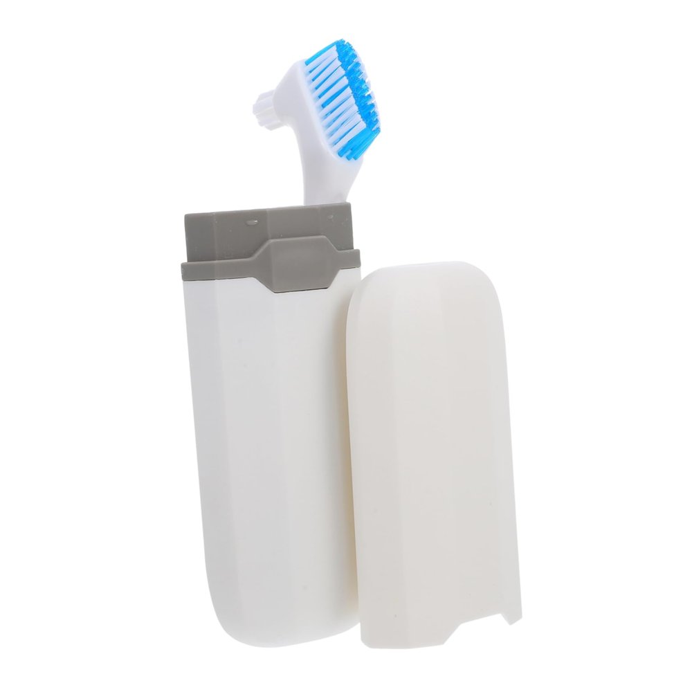 Anneome Portable Travel Denture Toothbrush Set with Soft Bristles and Storage Box, Pp Material Double Toothbrush Holder for Outdoor Activities and Business Trips, Eliminates Oral Odour