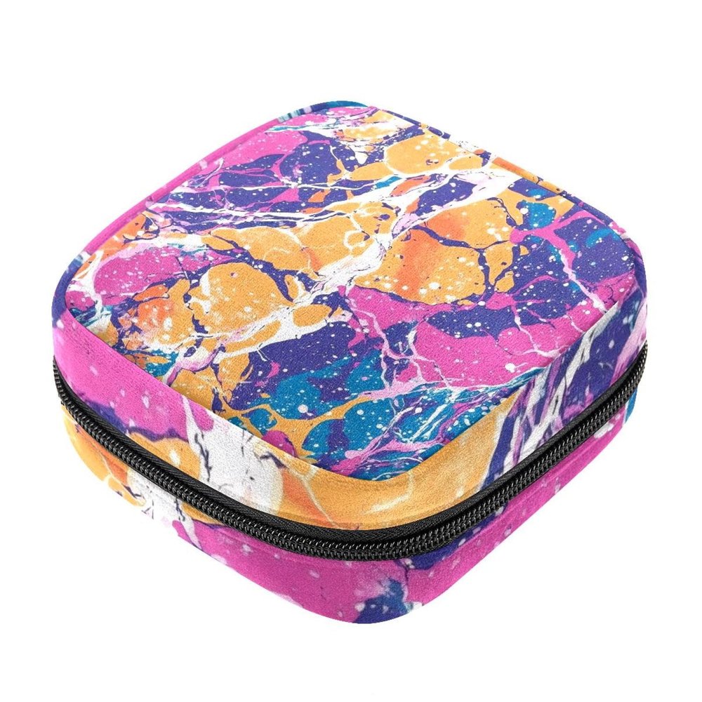 Abstract Marble Texture Pattern Sanitary Napkin Storage Bag, First Period Kit Bag for Girls Women, Menstrual Cup Pouch Feminine Menstruation Tampon Holder