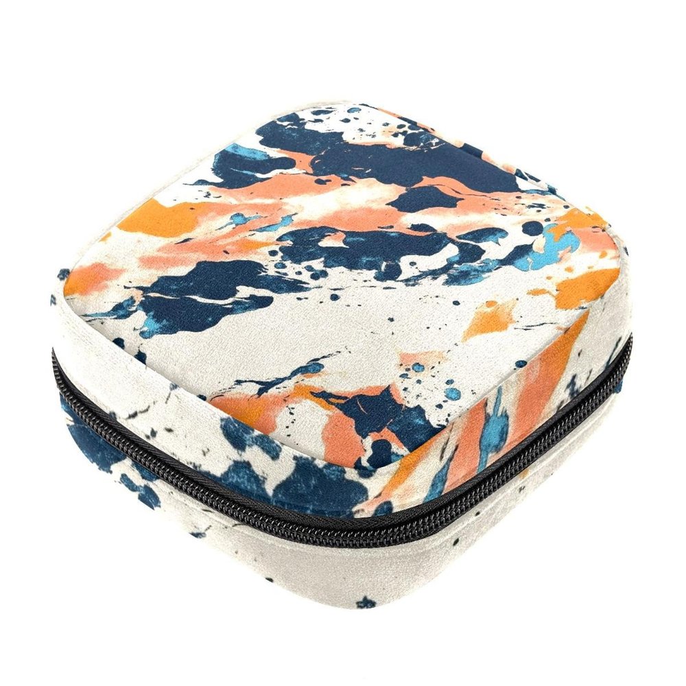 Abstract Marble Texture Pattern Zipper Sanitary Napkin Bag, Tampon Holder Purse, Soft Menstrual Pad Pouch, Storage Bag for Sanitary Napkin Pads