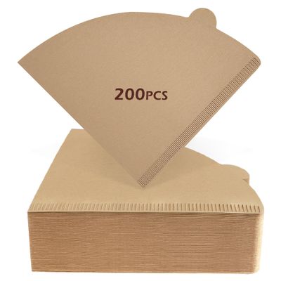 200 Count Coffee Filters 2, Cone Coffee Filters, Unbleached Natural Disposable Paper Filter 2-4 Cup Fits for Pour Over Dripper and Coffee Maker, Suitable for