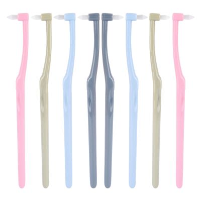 8 Pcs Single Tufted Toothbrush,Single Soft Interspace Toothbrush,Orthodontic Toothbrushes for Detail Cleaning,Braces Toothbrush,for Sensitive Gums Deep Cleaning(Four Colors)
