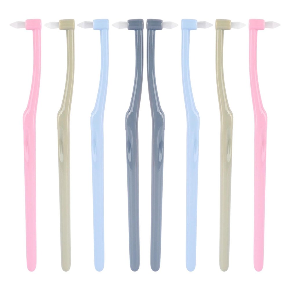 8 Pcs Single Tufted Toothbrush,Single Soft Interspace Toothbrush,Orthodontic Toothbrushes for Detail Cleaning,Braces Toothbrush,for Sensitive Gums Deep Cleaning(Four Colors)