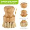 2er Pack Palm Pot Brush- Bamboo Round Mini Dish Brush Natural Scrub Brush Durable Scrubber Cleaning Kit with Union Fiber and Tampico Fiber for Cleaning Pots, Pans and Vegetables (B, L) view 2