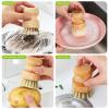 2er Pack Palm Pot Brush- Bamboo Round Mini Dish Brush Natural Scrub Brush Durable Scrubber Cleaning Kit with Union Fiber and Tampico Fiber for Cleaning Pots, Pans and Vegetables (B, L) view 4