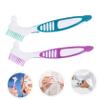 Anneome 2pcs Denture Cleaning Toothbrush Double Sided Brush Design Portable Creative Pp Nylon Material Not Easily Deformed for Cleaning Denture view 3