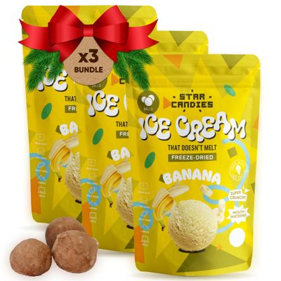 Star Candies Freeze Dried Banana Ice Cream Scoops | No Melting Freeze Dried Banana Ice Cream Candy | Crunchy & Delicious Camping Food | Premium Astronaut Snack loved by Kids and Adults (150 g, 3 pack)