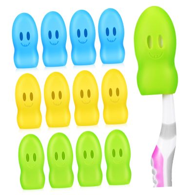 IWOWHERO Silicone Toothbrush Head Covers 12 Pack Travel Home Use Brush Cap for Camping Daily