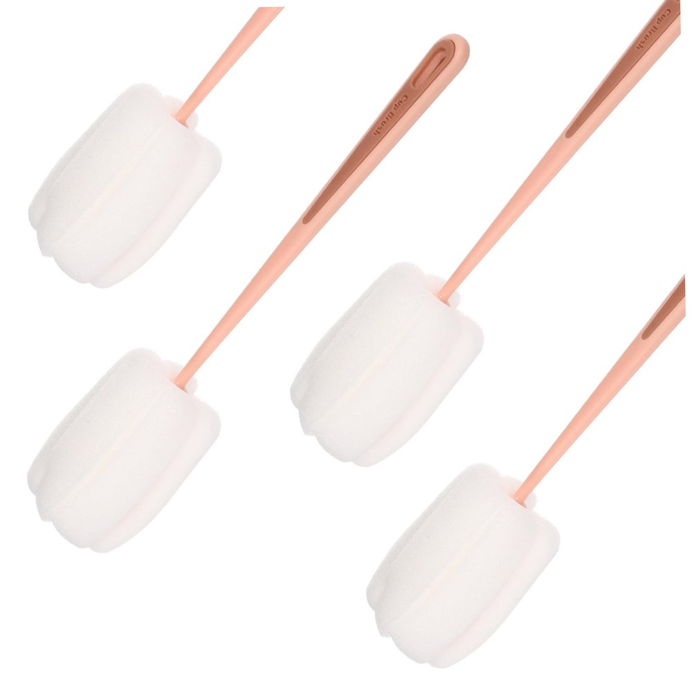 FreshCart Basics 1set Bottle Brush Washer Cleaner Water Bottle with Bottles Cleaning Cup Liquid Nozzles Portable Brush Long Handle Brush 4pcs