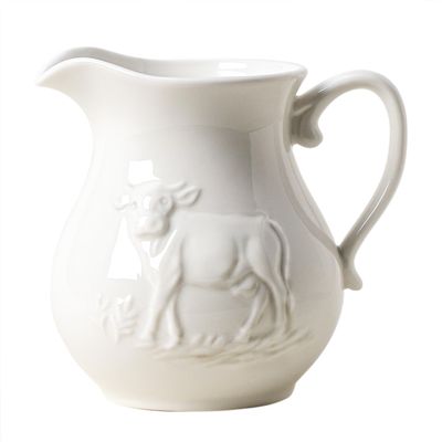 CHOOLD Pure White Ceramic Creamer with Handle,Coffee Milk Creamer Pitcher, Serving Pitcher Sauce-Cow