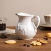 CHOOLD Pure White Ceramic Creamer with Handle,Coffee Milk Creamer Pitcher, Serving Pitcher Sauce-Cow view 4