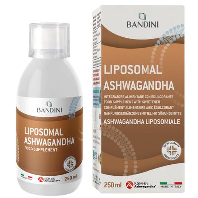 Bandini Liposomal Ashwagandha 250 mg KSM-66 High Strength - Higher Absorption & Bioavailability Reduce Stress, Tiredness & Fatigue - Sleep & Brain Health Support 250 ml Bottle, 25 Portions