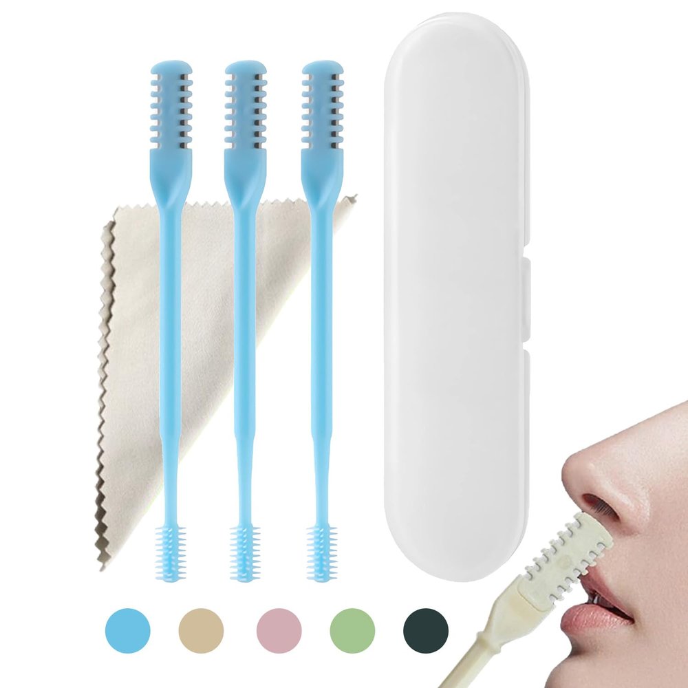 Nose Hair Trimmer,Double Sided Nose Hair Clippers,Portable Nose Hair Scissors Nose Hair Removal,360 Rotating Nasal Hair Cutter Personal Trimmer,Manual Nose Hair Trimmer for Men Women (Blue*3pcs)