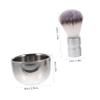 FOMIYES Hair Shaving Brush with Heat Insulation Nylon Stainless Steel Shaving Bowl Set Sturdy Aluminium Alloy Handle Random Color view 2