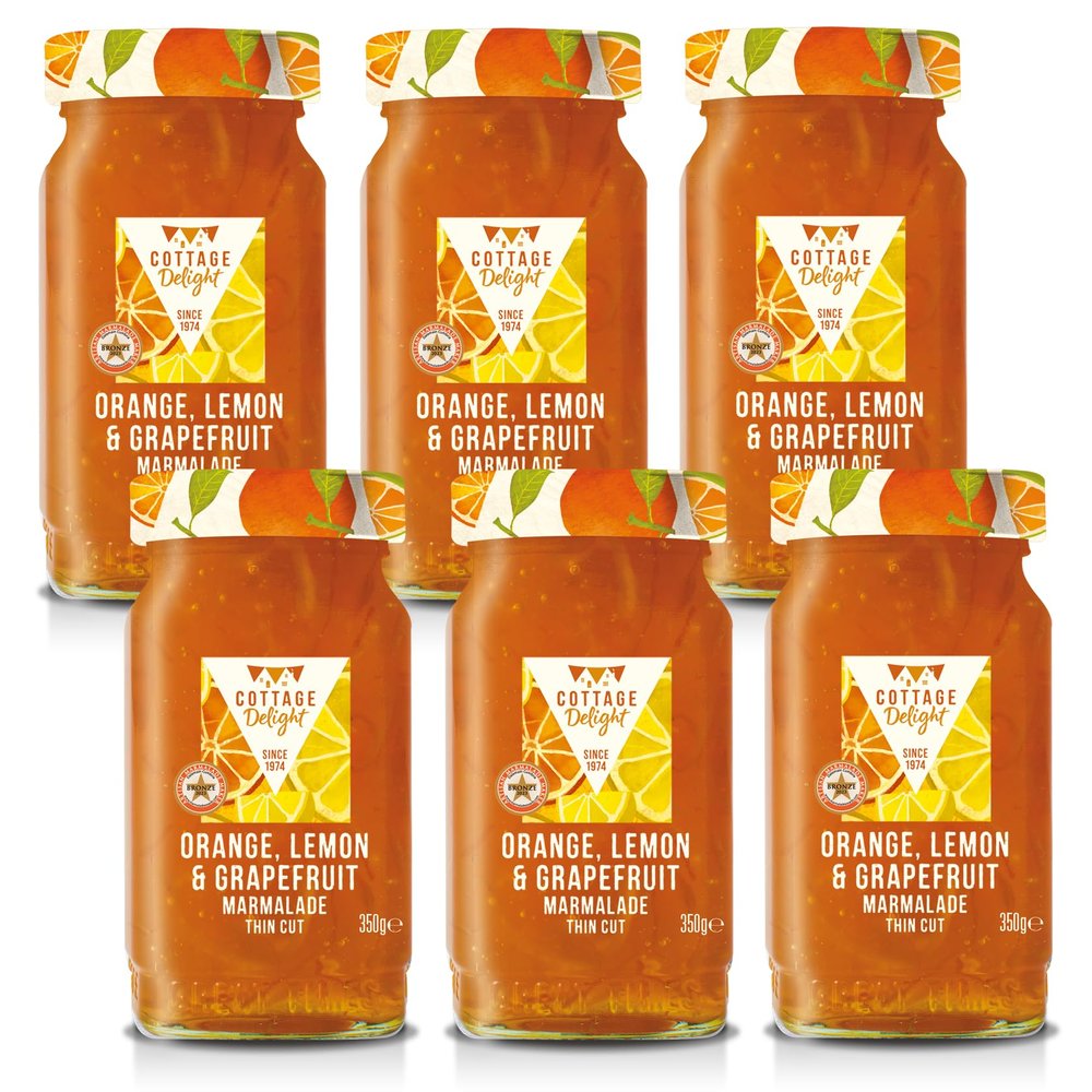 Cottage Delight - Orange, Lemon & Grapefruit Marmalade Thin Cut - 350g - Pack of 6