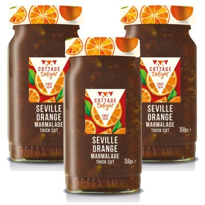 Cottage Delight - Seville Orange Marmalade Thick Cut - 350g - Pack of 3
