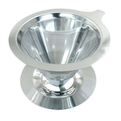 Waziaqoc Pour Over Coffee Dripper, Slow Drip Paperless Coffee Filter, Stainless Steel Pour Over Coffee Maker for 1-2 Cups Brew, Double Mesh Design of Manual Reusable Cone Filter