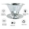 Waziaqoc Pour Over Coffee Dripper, Slow Drip Paperless Coffee Filter, Stainless Steel Pour Over Coffee Maker for 1-2 Cups Brew, Double Mesh Design of Manual Reusable Cone Filter view 2