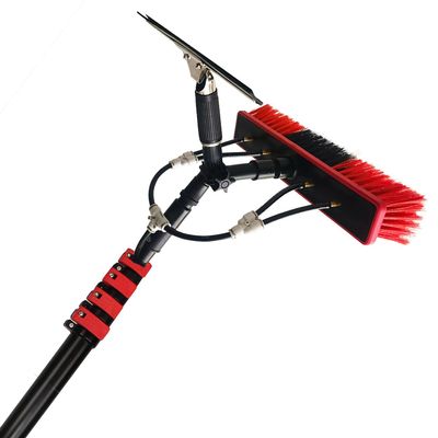 12-36Ft Ourdoor Window Cleaning Pole, Water Fed Telesbrush, Extendable Solar Panel Cleaning Brush Outdoor Washing Equipment Tool Cleaning Brush Can Spray Water