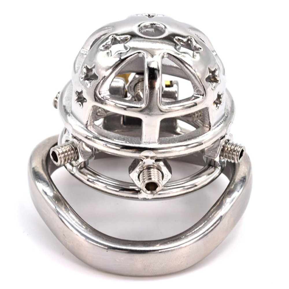 5 Rivets Stainless Steel Men's Fitness Cage with Anti-Detachment (Arc Ring, 45mm)
