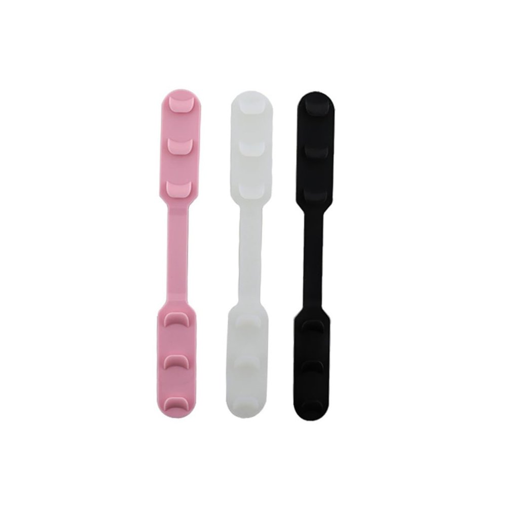 FRCOLOR 4pcs Black Silicone Mask Strap Extenders with Three Gears Freely Adjustable Mask Rope Buckles for Men and Women Simple Design