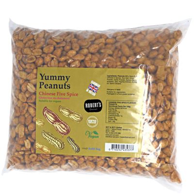 Yummy Peanut 1.5L / 1Kg Bag- Available in Multiple Flavours - Gluten & Free, Vegan, Low Carb, High Protein - Handmade in Britain with Family Recipe (Chinese 5 Spice)