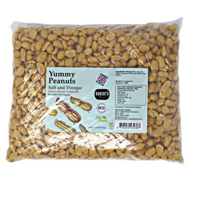 Yummy Peanut 1.5L / 1Kg Bag- Available in Multiple Flavours - Gluten & Free, Vegan, Low Carb, High Protein - Handmade in Britain with Family Recipe (Salt & Vinegar)