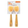 Full Circle Be Good Bamboo Dish Brushes Sustainable, Tough-Bristle scrubbers for Dishes, pots & Pans - Long Handle, Ideal for cast Iron, Pack of 2, White view 1
