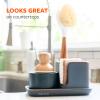 Full Circle Be Good Bamboo Dish Brushes Sustainable, Tough-Bristle scrubbers for Dishes, pots & Pans - Long Handle, Ideal for cast Iron, Pack of 2, White view 2