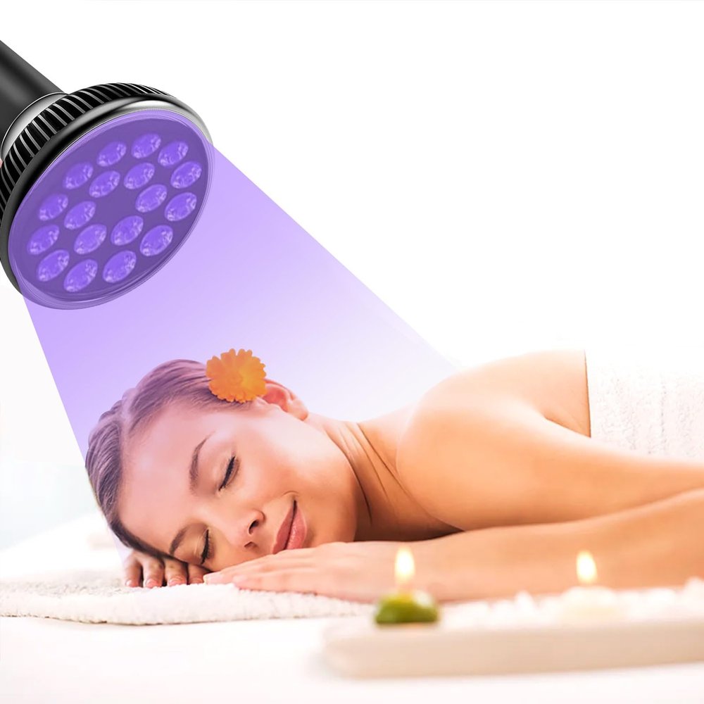 54w 180 Rotating Clip Tanning Lamp, E27 Face Tanning Lamp, 18 LEDs Sun Lamp, Sun Uv Lamp with Eye Mask for Antique Bronze Skin