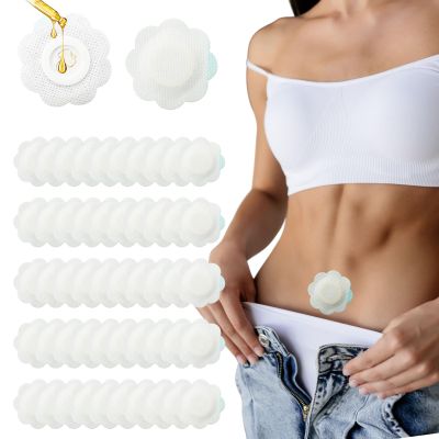 50pcs Castor Oil Pack, Flower Shape Castor Oil Patches, Pack Wrap Kit, Belly Button Patch, Disposable, Self-Adhesivecastor Organic Cotton(OilNot Included)