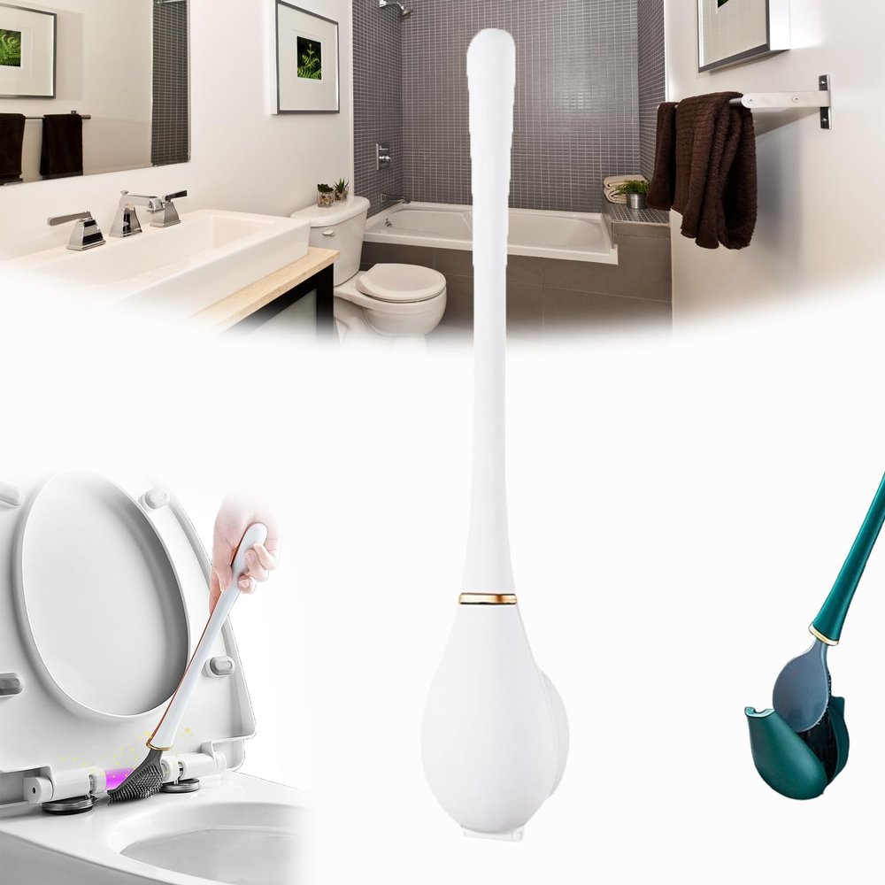 Modern Flexible Silicone Toilet Caspa for Home, Silicone Toilet Brush, 2025 New Silicone Toilet Brush and Holder Set, Toilet Brush Wall Mounted (Orange+Green)