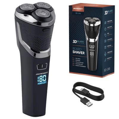 Berdsen Men's Electric Rotary Shaver Electric Shaver Hair Trimmer LCD Black