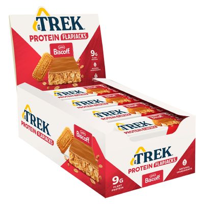 JB's TREK Protein Flapjack Biscoff 16x50g Plant-Based Protein, Vegan