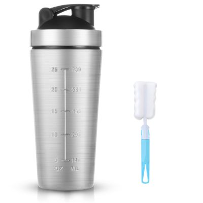 AOOWU Protein Shaker Bottle with Stainless Steel Mixing Ball 900ml, Stainless Steel Protein Shaker Cup, Protein & Supplement Shaker Bottle, Leak Proof Metal Sports Water Bottle, Gym Shaker Bottle