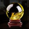 HHCTEBEC Feng Shui Natural Citrine Crystal Sphere Ball with Wooden Stand Yellow Quartz Crystal Ball Sphere,Meditation Scrying Ball for Home Table Decorative Balls,50mm view 2